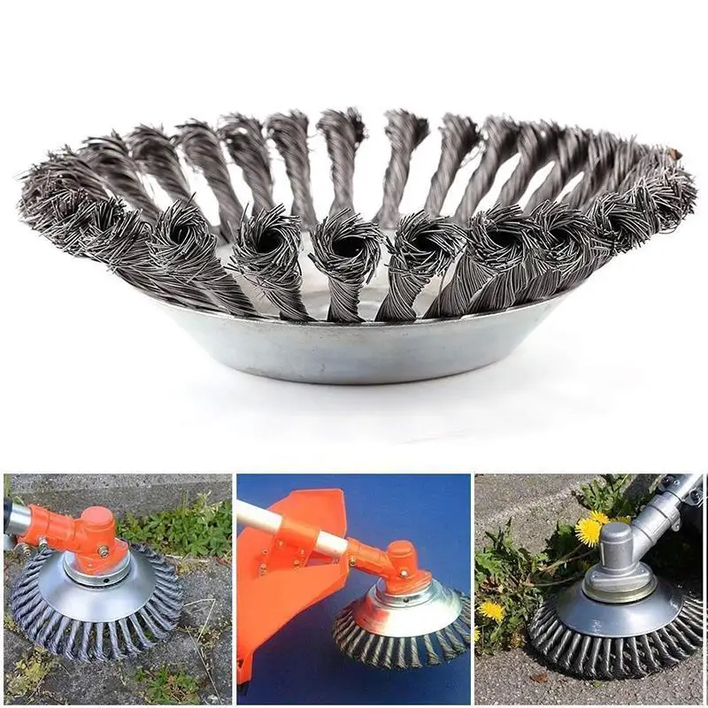 Description Picture 6 of itemSteel Wire Wheel Garden Weed Brush Lawn Mower Grass Eater Trimmer Brush Cutter Tools Garden Grass Trimmer Head Weed Brush