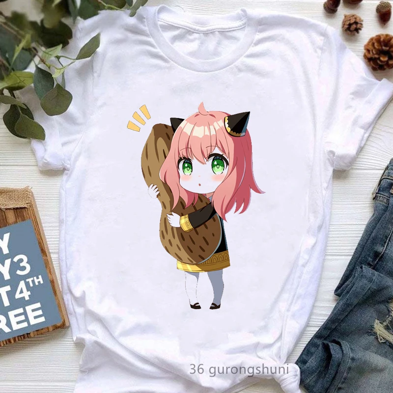 

2022 Hot Sale Spy X Family Cartoon Print T Shirt Girls Japan Anime Anya Forger Funny Tshirt Women Harajuku Kawaii Clothes Tops