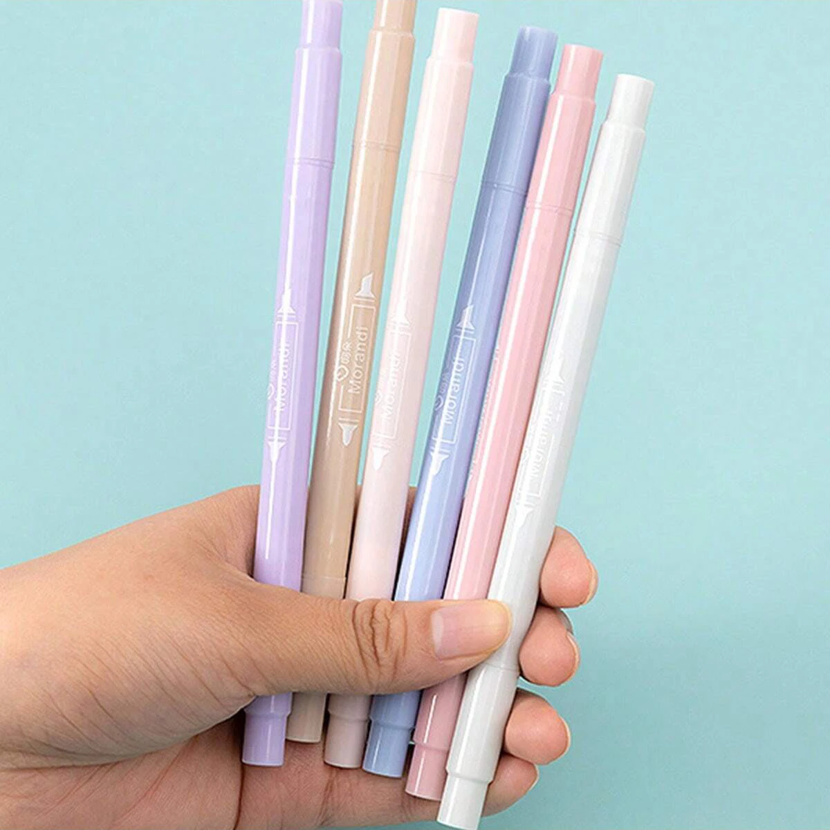 6pcs, Doodle Light Word Fluorescent Pen With Soft Head For Journaling, Colors For School, Writing Pens, Colored Markers