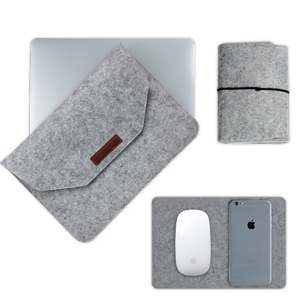 Wool Felt Laptop Bag with Bonus Mousepad and Power Mini-Pack Gift
