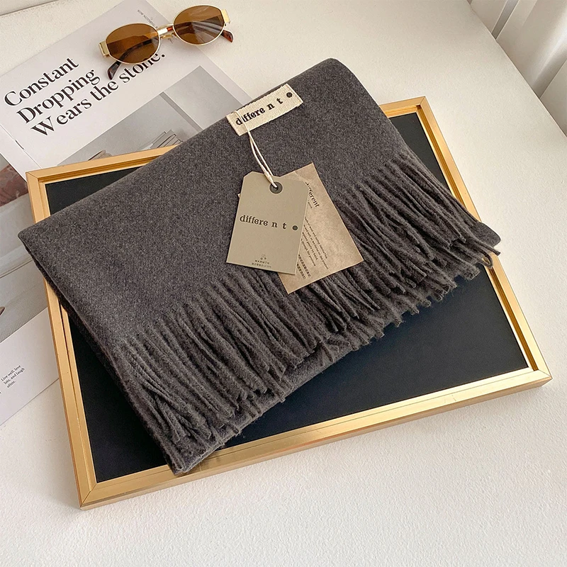 Neue 45 Farbe Winter Schal für Frauen Lange Warme Kaschmir Schals Hijab Solide Dame Schal Wrap Weibliche Pashmina Bandana Kopf Stola – Detail 17