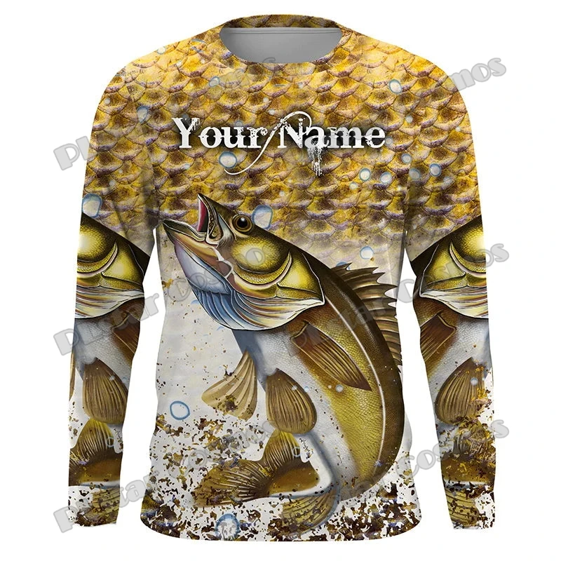 Tuna, Walleye, Bass Fishing Custom Name 3D Printed Fashion Men's Crew Neck Sweatshirt Unisex Casual Long-sleeved Pullover QDY59