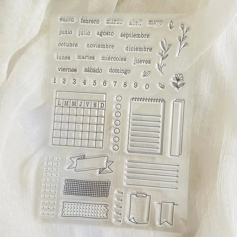 Spanish Word Planner Week Calendar Clear Stamp Transparent Silicone Stamp Seal Sheet For Scrapbooking Photo Album Decoration