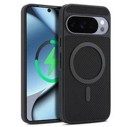 Sleek Carbon Fiber Pattern Phone Case with Wireless Charging Support - Google Pixel 10 (Black)