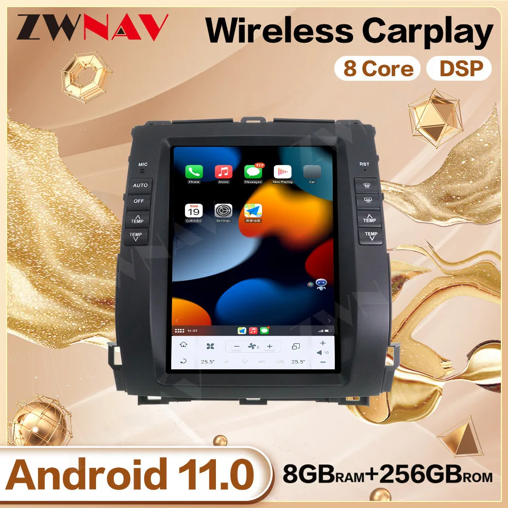 

Автомобильный мультимедийный плеер 8G 256G Tesla Screen Android 11 для Toyota Prado 2002-2009 GPS аудио Радио Стерео Carplay головное устройство