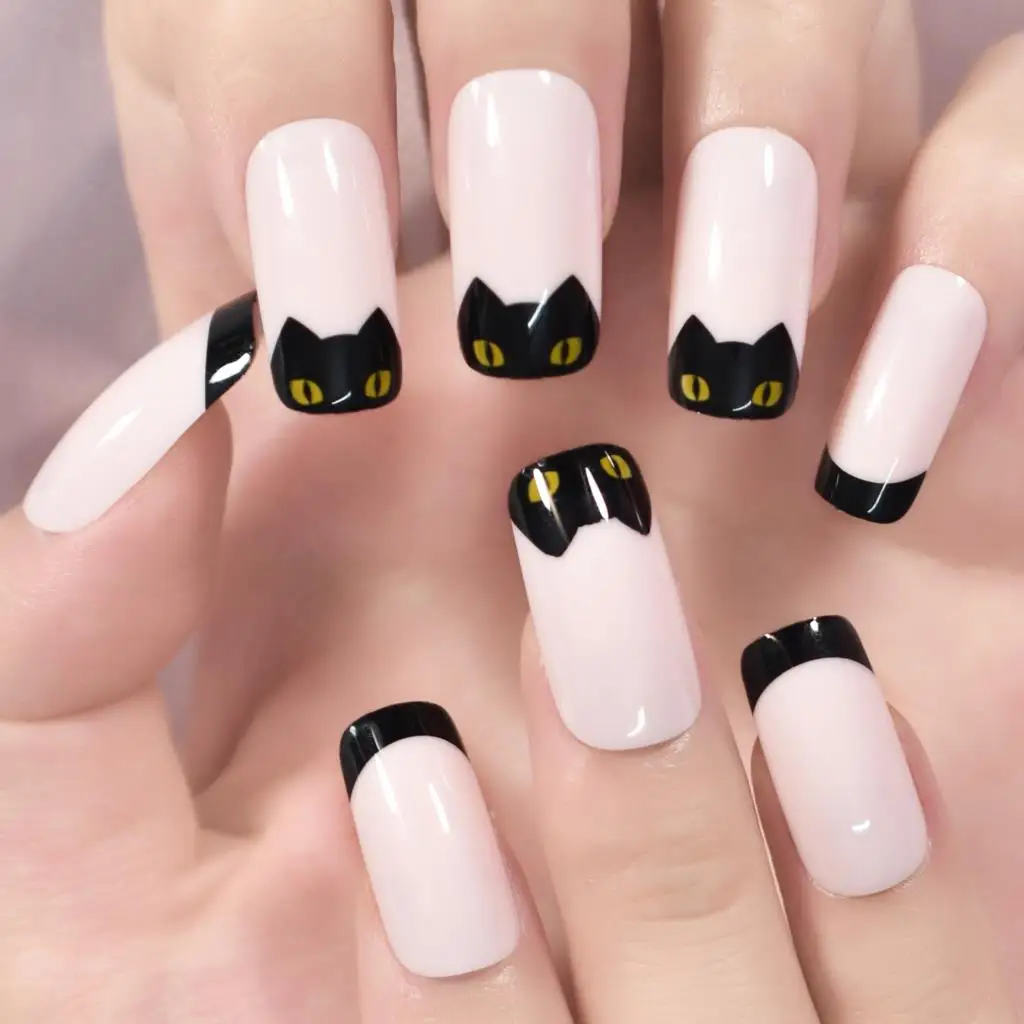 Special Design Press-On Nails - Medium Short Square Glossy Fingernails (24pcs/Set)