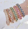 HOT- 2pcs /lot - Gold Plated Copper metal Mixed color Zircon / CZ beads Open adjustable bangle  , Jewelry Findings 1
