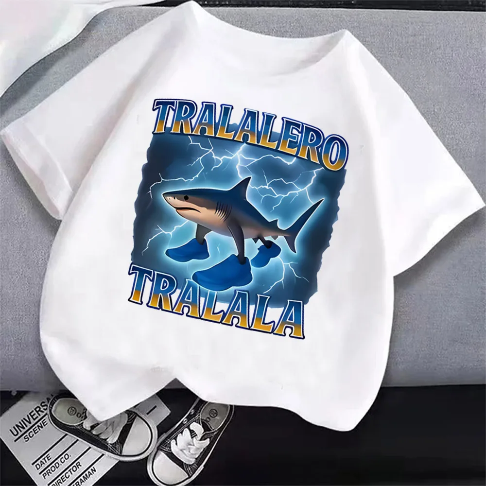 Children's Anime Cartoon Print Italian T-Shirt - Absorbent Casual Round Neck Top