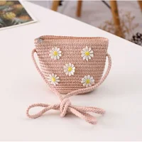 Kids Cute Hand Bag Children's Weave Shoulder Bags Fashion Straw Cross Bag For Girls Made From Natural 4