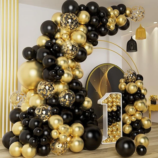 Gold Black Balloons Graduation Decorations  Black Gold Graduation  Decorations 2022 - Ballons & Accessories - Aliexpress