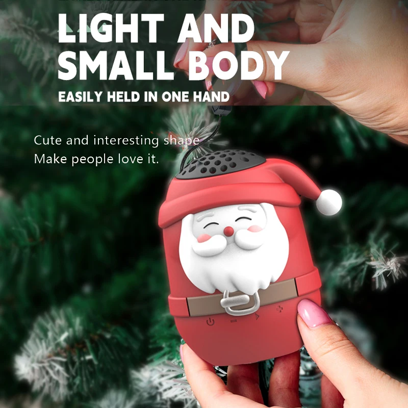 Cute Santa Claus Bluetooth Speaker Wireless TWS Stereo Bluetooth Soundbar IP65 Waterproof MP3 Music Player Support TF Card FM