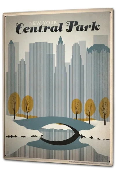 

Жестяной знак Adventurer Central Park New York Skyline Bridge, домашний декор, украшение для бара кофе
