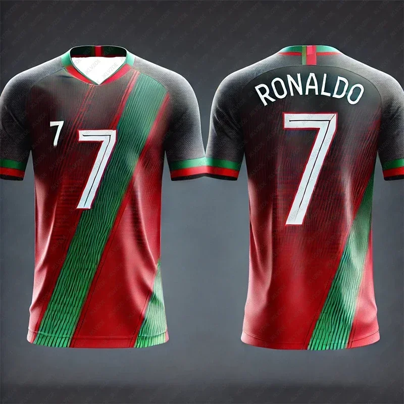 thumbnail image 1 of Camiseta de manga corta de verano 24/25 para hombre, con estampado 3D de Cristiano Ronaldo n.º 7, transpirable, cómoda y absorbente del sudor, de manga corta, 1 of 4