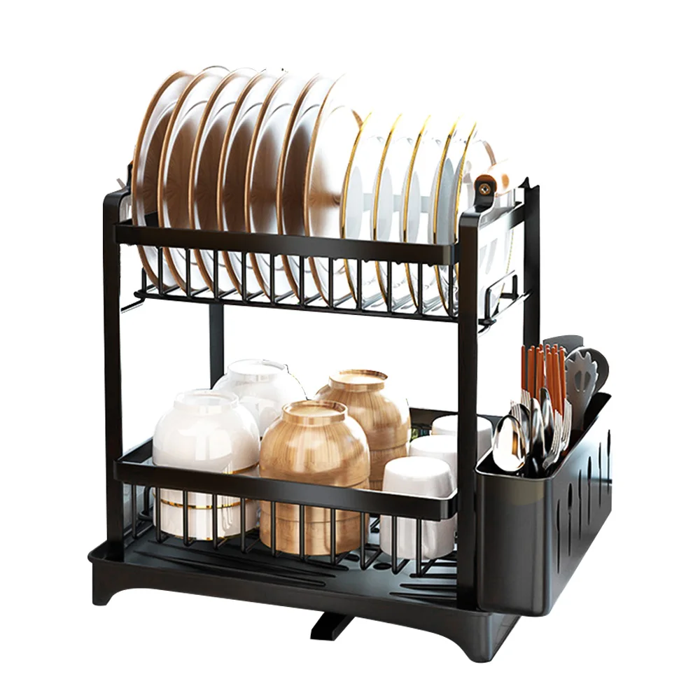 

3 Tier Dish Drying Rack Bowl Holder Storage Dish Drainer Racks with Detachable Drainboard Chopstick Rack for Kitchen Counter