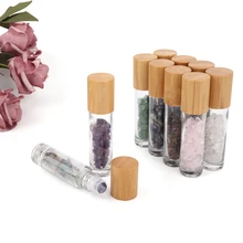 

10pcs Essential Oil Bottles Perfumes Essence Oil Glass Refillable Bottles Storage Roller Ball Bottle with Jade Stone for Travel