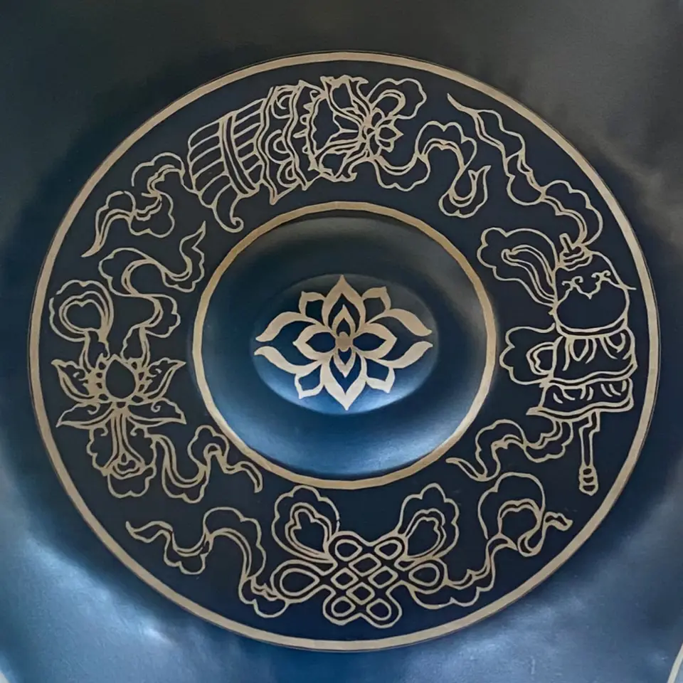 ハンドパン D マイナー 22 インチ、瞑想楽器スチールタンドラム大人用