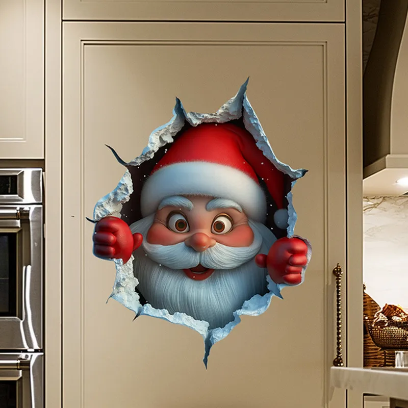 Wall Stickers Window Stickers Christmas Santa Claus Wall Decal Window Clings Decor for Home Holiday Party