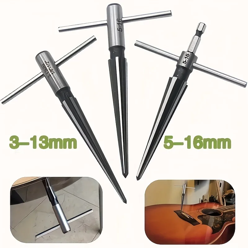 Taper Reamer 3-13mm&5-16mm Hand Metal Reamer Deburring Enlarge Pin Hole Handheld For Wood Metal Plastic Drilling Tools hand reamer steel reamer tools