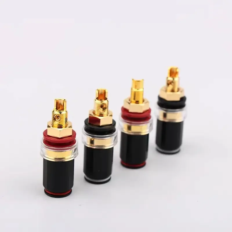 

4pcs 8pcs HIFI Real Red copper Banana Plug Female Socket Speaker power amplifier terminal Long Short Binding Post