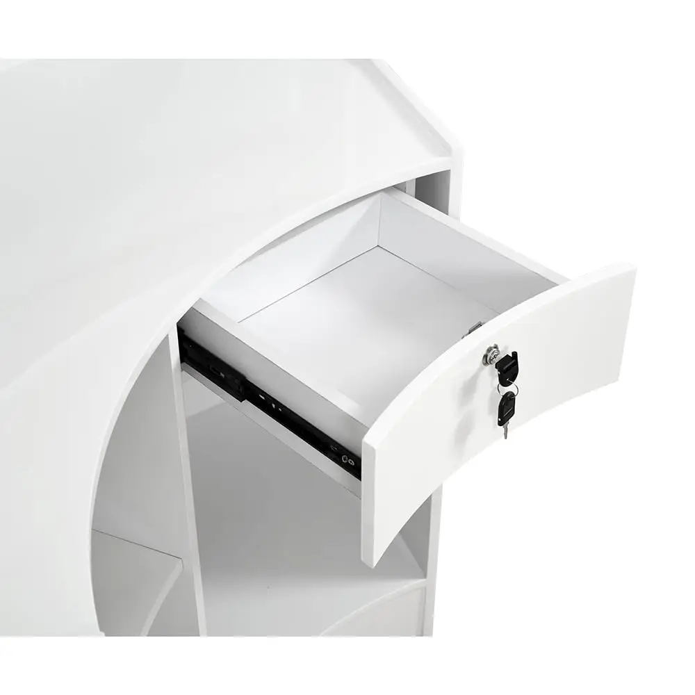 Reception Desks,LED Illuminated Curved Reception Desk Area Counter Round,39.37"D X 57"W X 42.13",HReception Desks