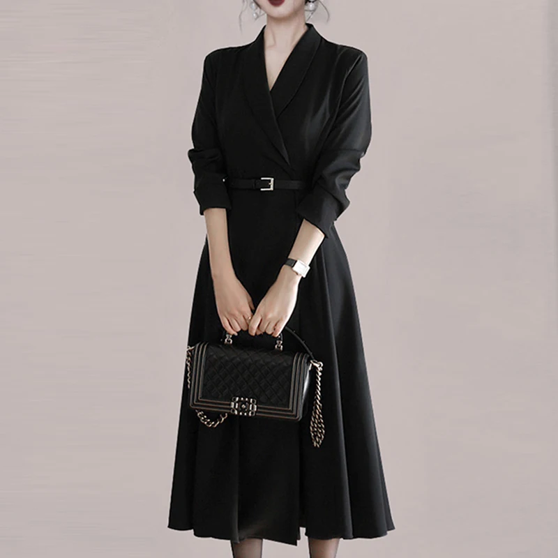

Blazer Trench Coat Women Profession Suit Jacket Spring Autumn Ladies Office Lady Long Blazers Belt Women Slim Blazer Outwear