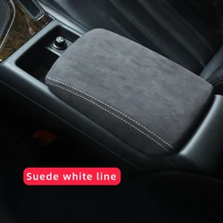 Deluxe Interior Protective Cover for Center Console Armrest Box (Suede white line)