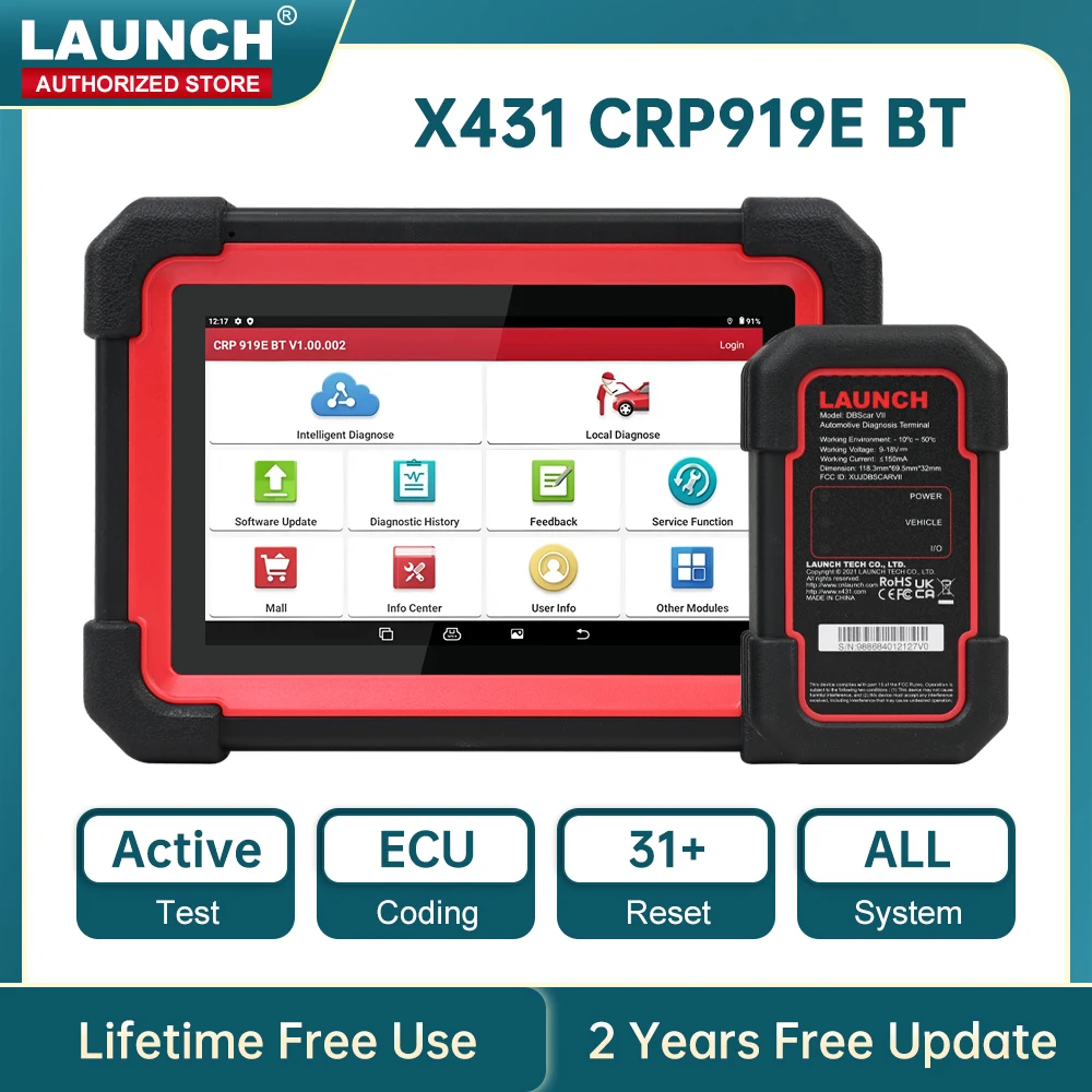 LANCIO X431 CRP919E BT Strumento diagnostico per auto DBScar VII VCI Auto OBD OBD2 Scanner Codifica ECU bidirezionale CANFD DOIP 31+ Reset