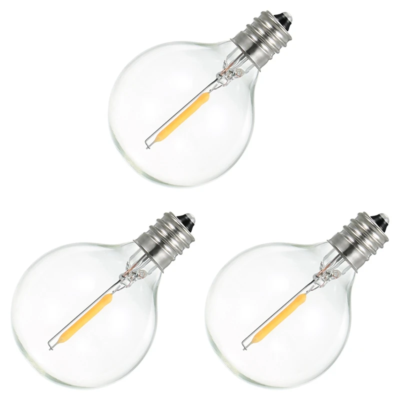 

9Pcs G40 LED Replacement Light Bulbs, E12 Screw Base Shatterproof LED Globe Bulbs For Solar String Lights Warm White