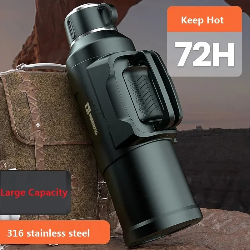 

316stainless Steel Thermal Insulation Pot Outdoor Travel Coffee Thermos Bottle Portable Thermos Cup 1L2L3L Large Capacity Kettle