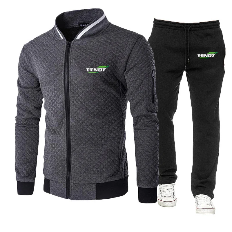 FENDT 2023 Spring and Autumn New Men's Slim Zipper Sportswear Sweater+Pants Sportswear Fashion Set