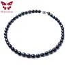 New Arrival 8-9 mm Natural Freshwater Black Pearl Jewelry Necklace 925 Sterling Silver Flower Buckle  Fine Jewelry For Women 2