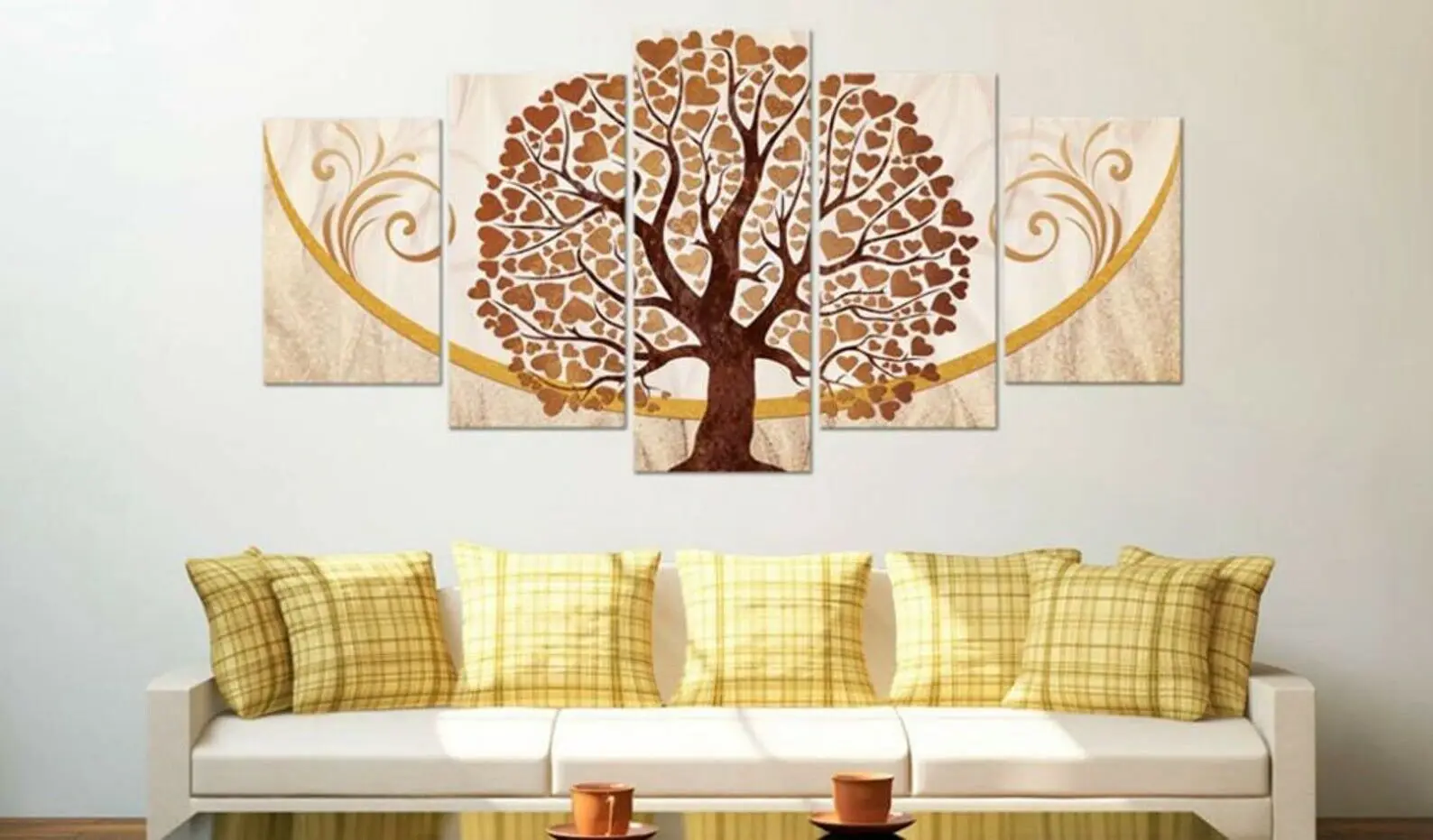 

Abstract Heart Tree Poster 5 Panel Canvas Print Wall Art Home Decor HD Print Pictures No Framed 5 Piece Room Decor Paintings