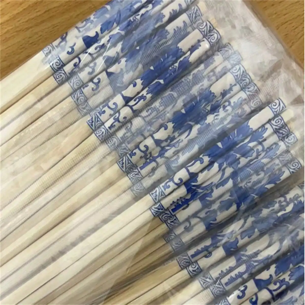 50 Pairs Of Blue And White Porcelain Disposable Chopsticks For Takeaway Packaging, Individually Wrapped For Sanitary