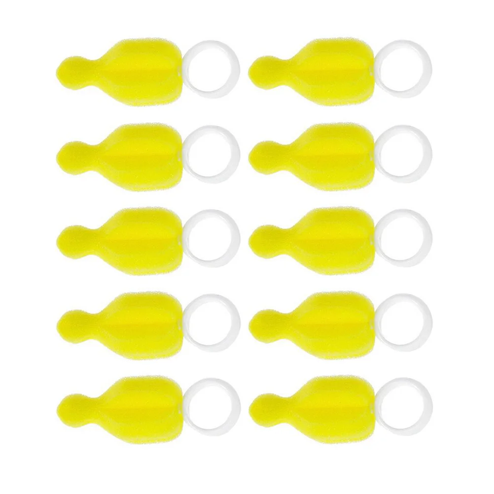 Escova de limpeza portátil para mamadeira, tetina, durável, esponja, para chupeta, para casa e ao ar livre, amarelo, 20pcs