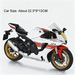 1:9 Scale Alloy Motorcycle Toy with Steering and Shock Absorption (R1 White)