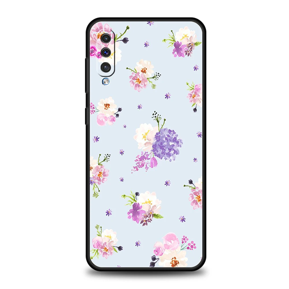 Black Silicone Floral Phone Case Cover - Elegant Design