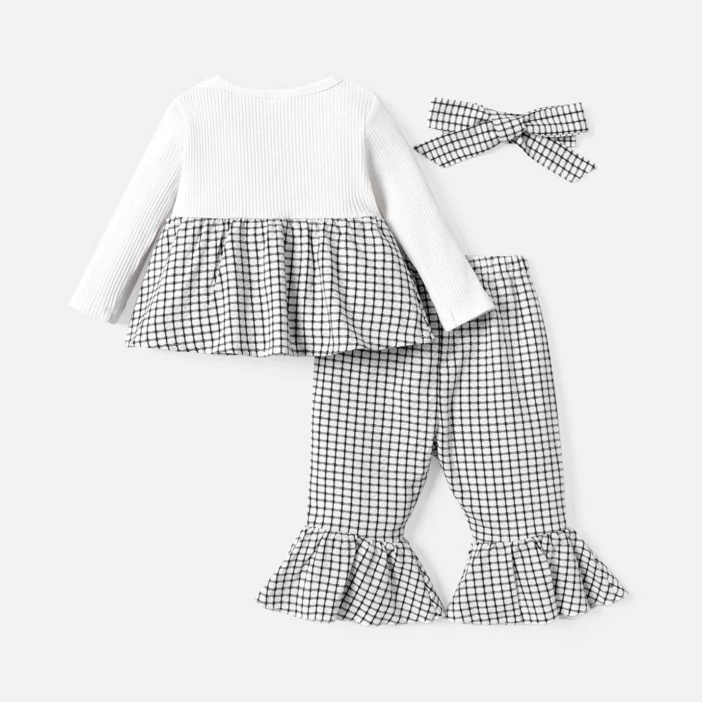 3PCS Baby Girl Gingham Outfit 2