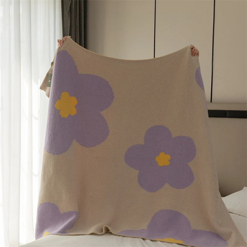 Korean Sunflower Knitted Blanket, Class A, Half-side, Velvet, Soft, Comfortable, Sofa, Office, Nap, Autumn and Winter 6