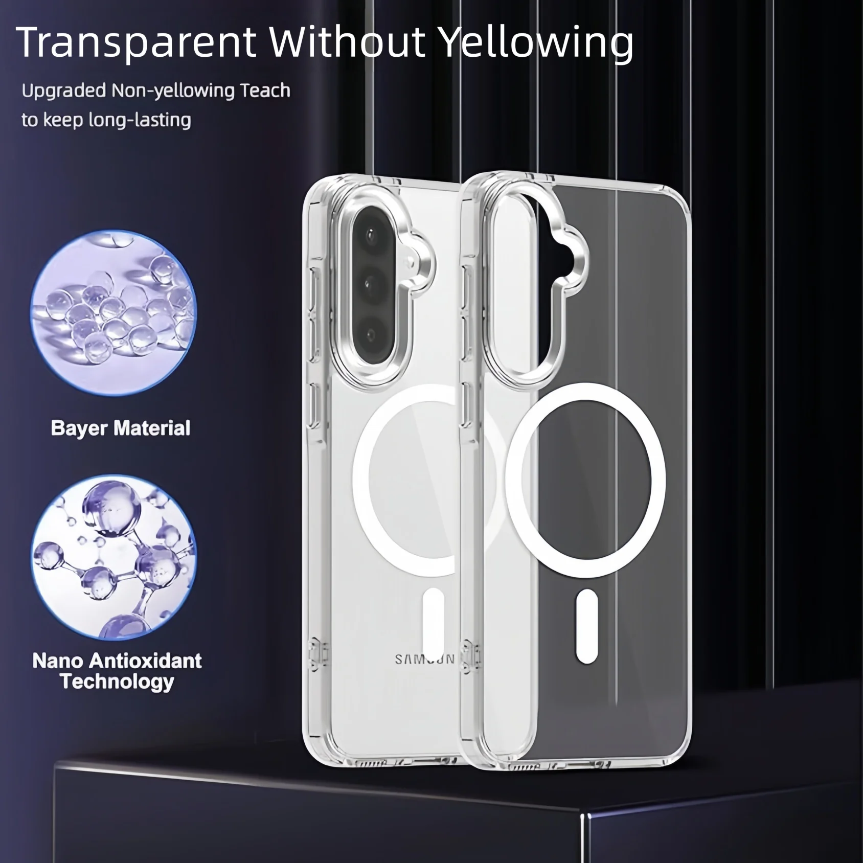 Clear Transparent TPU Phone Case with Magnetic Shockproof Protection