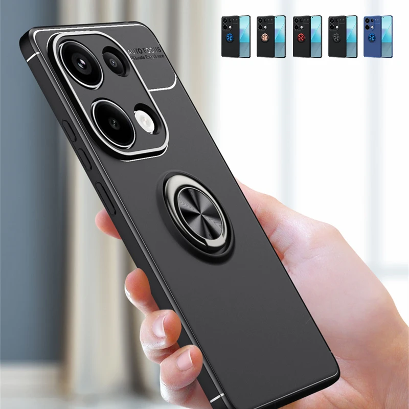 

For Xiaomi Redmi Note 13 Pro 4G Case Cover Redmi Note 13 Pro 4G Capas Shockproof Soft Ring Holder Fundas Redmi Note 13 Pro 4G