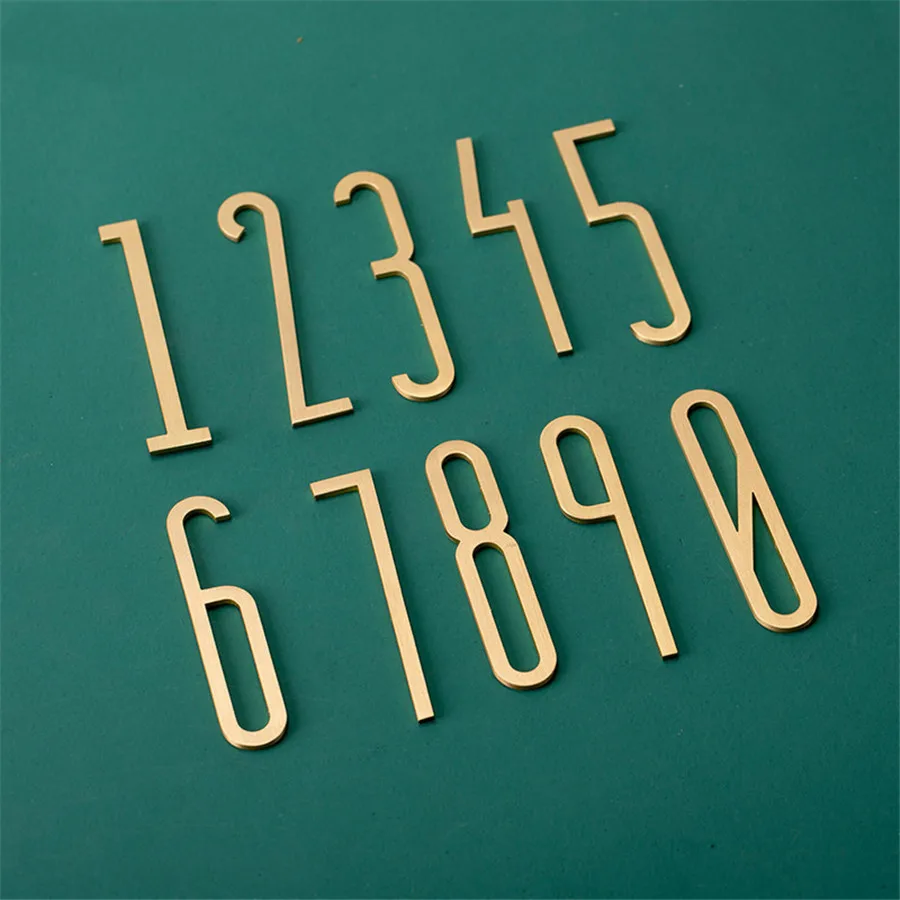 Solid Brass Self-Adhesive Gold Decorative English Letters Home Decoration Copper Letter House Number DIY Shop Name