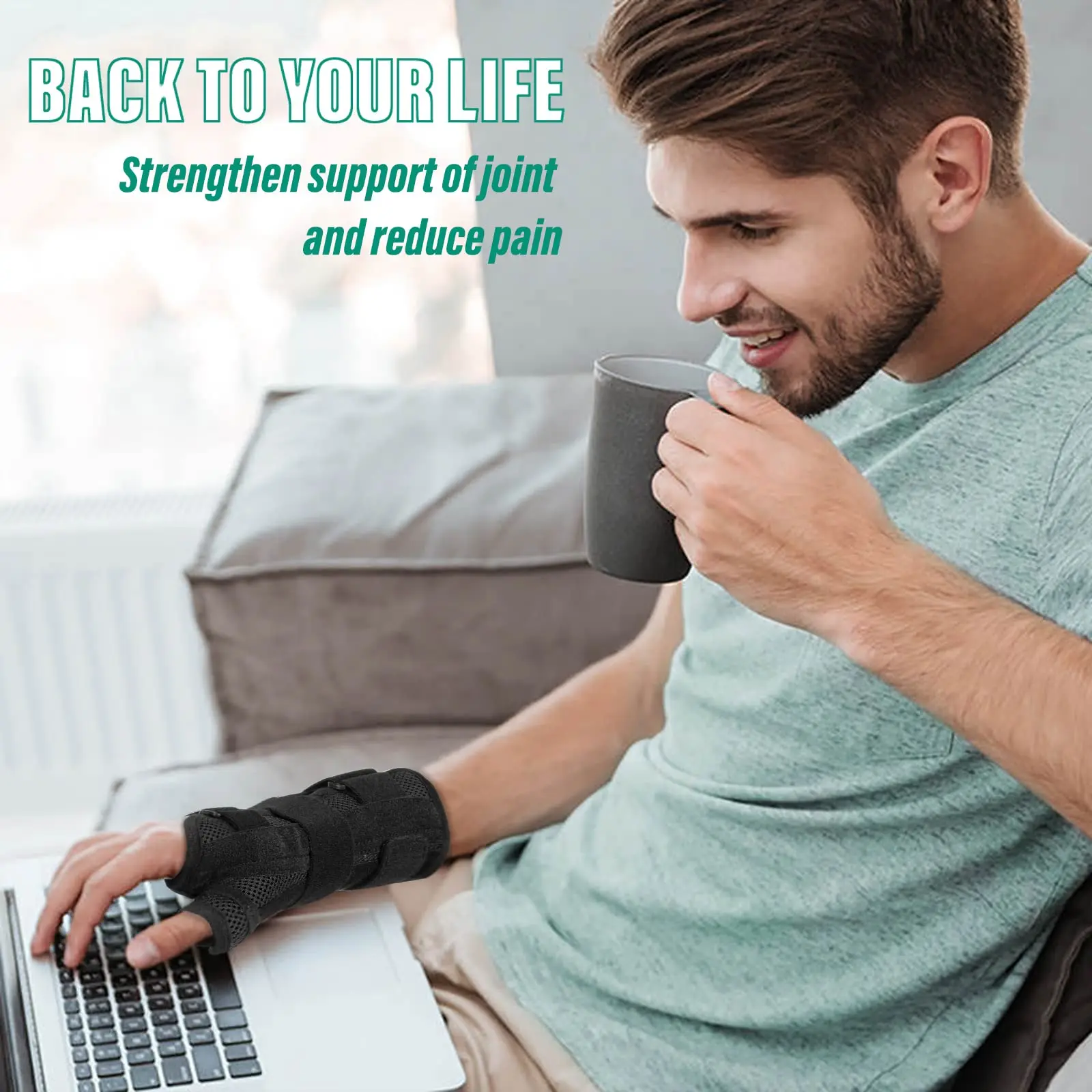 NEENCA Wrist Brace Support with Splints Palm Wrist Orthopedic Brace for Carpal Tunnel Relieve and Treat Pain or Injuries