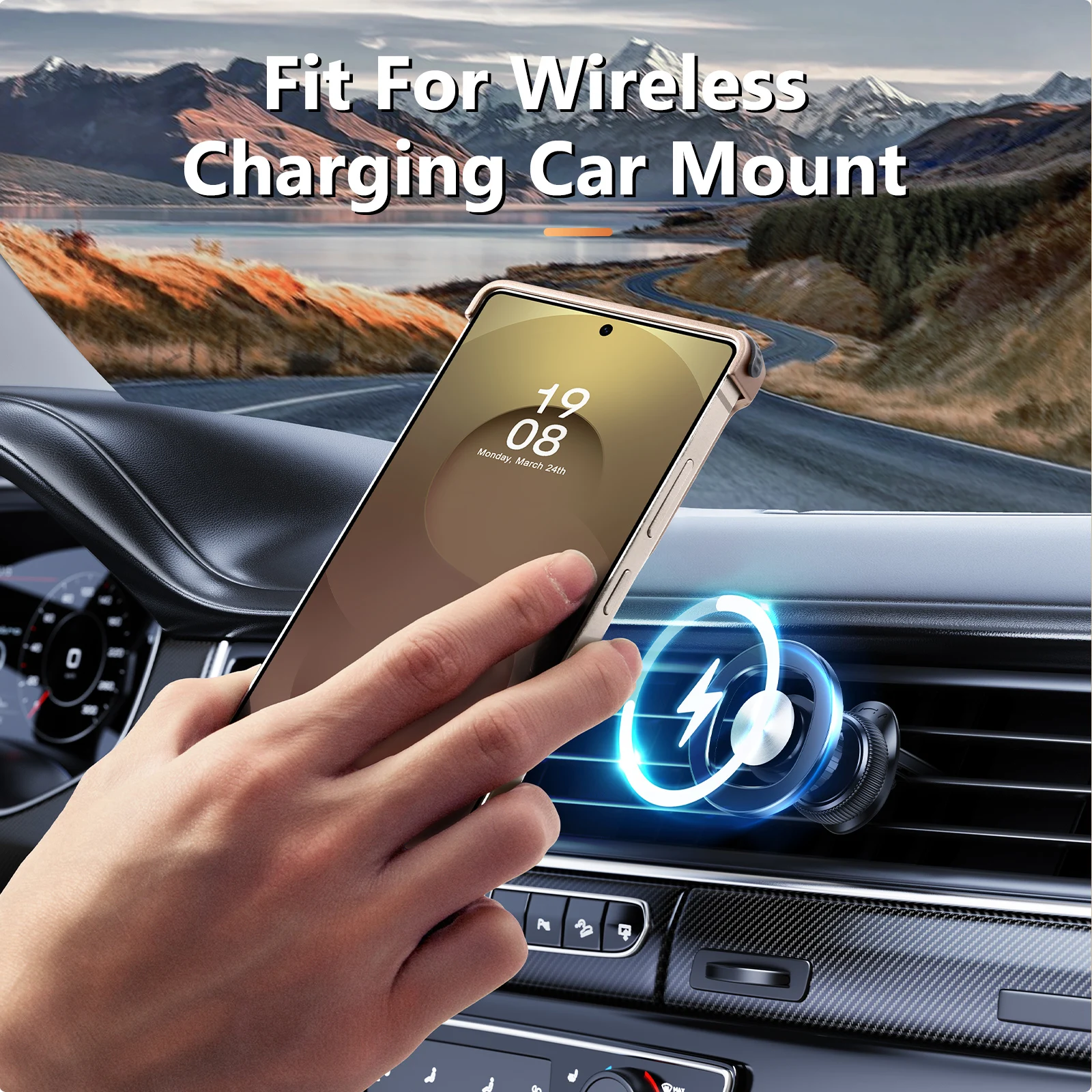 Eary Wood Phone Case for Samsung Galaxy S25 S24 Ultra Magnetic with Stand 360° Rotate Magsafe Bumper Frameless Protective Cover