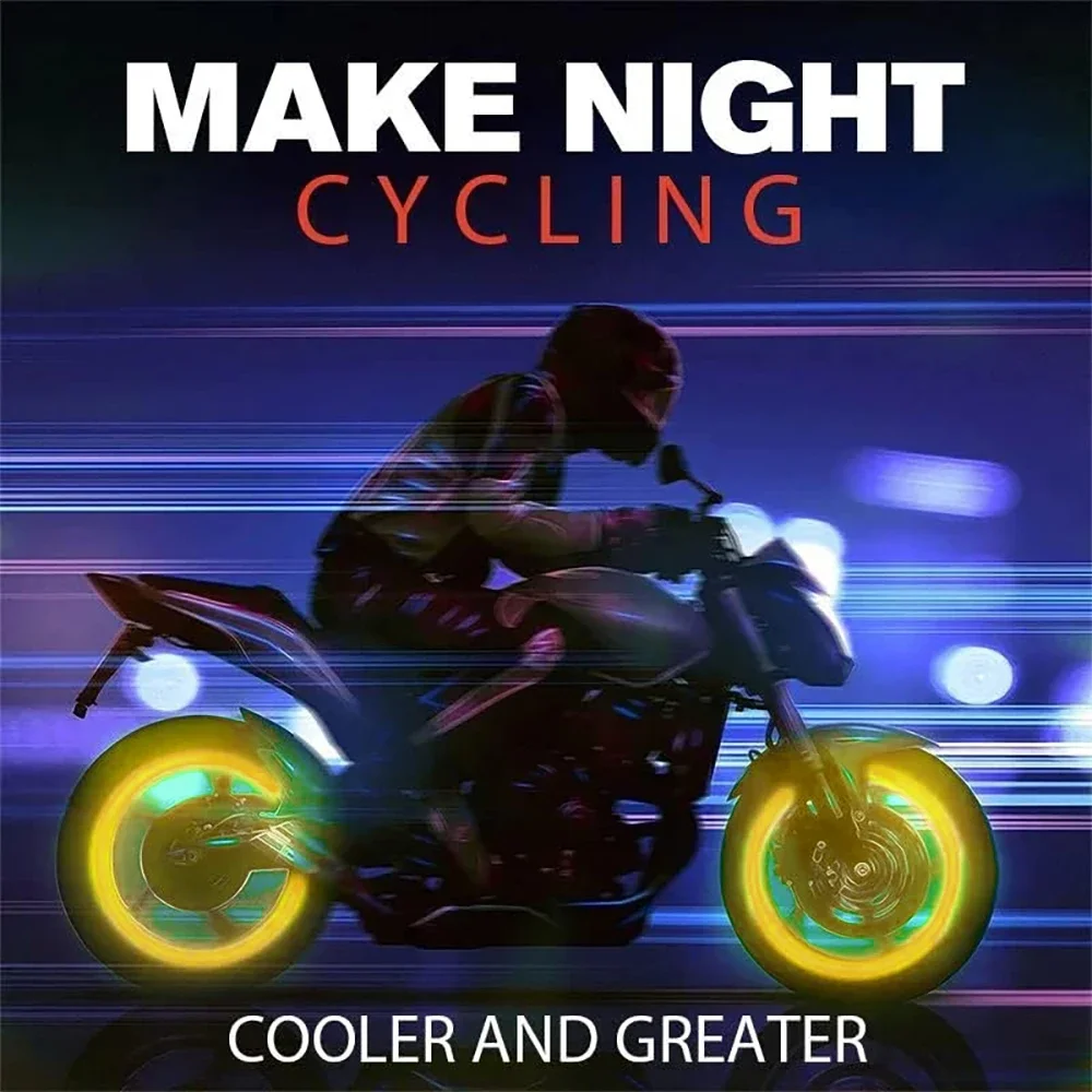 Glowing Tire Valve Caps 4pcs Wheel Hub Night Glowing Fluorescent Orange Car Motorcycle Bike Tire Nipple Covers