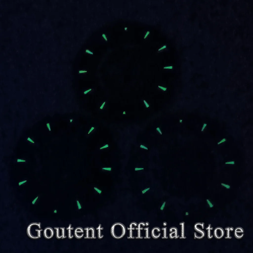 Goutent 33.5mm Green Blue​ Fit NH35 Automatic Movement Green Luminous 6 o'clock Crown Date Window
