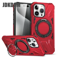 Shockproof Magnetic Ring Stand Case with Bracket Cover - iPhone 18 (Red)