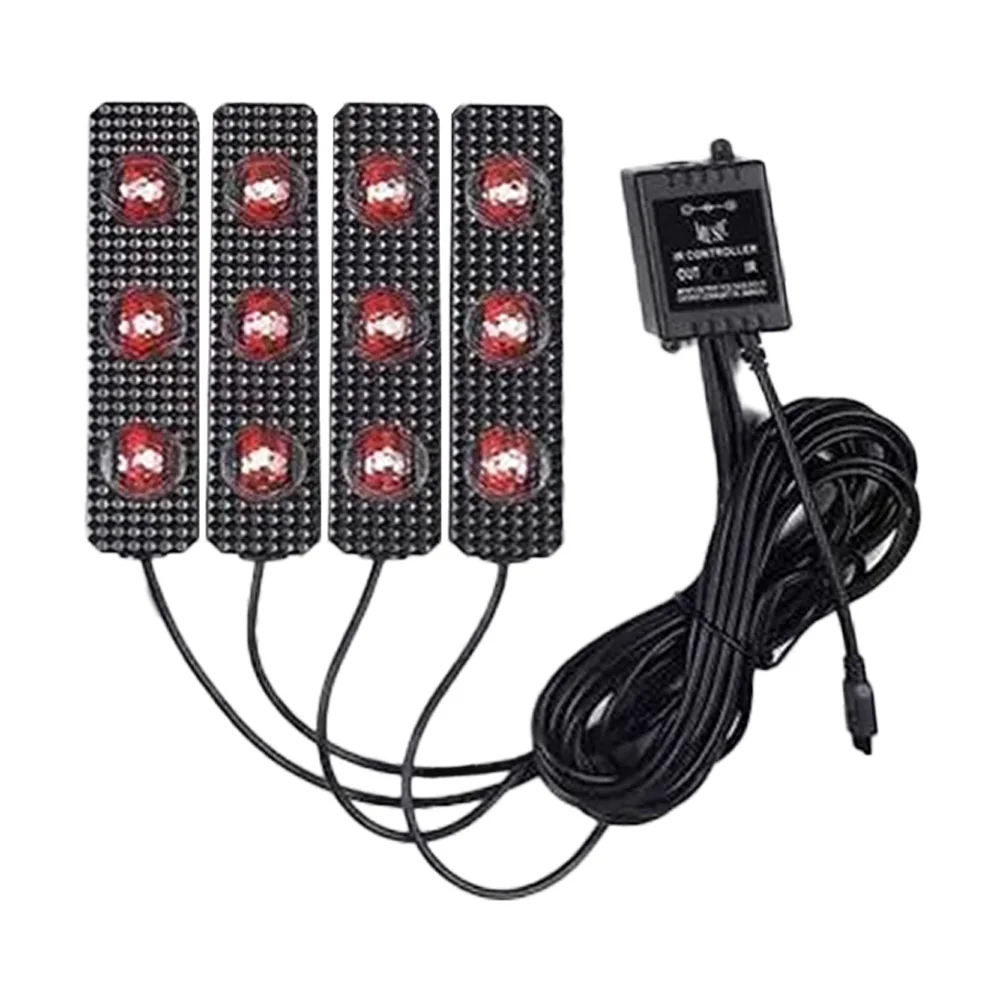 자동차 인테리어 RGB LED 스트립 조명 스타일링 장식, 분위기 램프 액세서리, 풋 라이트 음악, 4 개