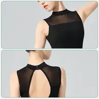 Woman Ballet Leotards Sleeveless Dance Leotard Nylon Stand Collar Splice Gymnastics Leotard Adult Ballet Bodysuit Dance Costumes - Image 3