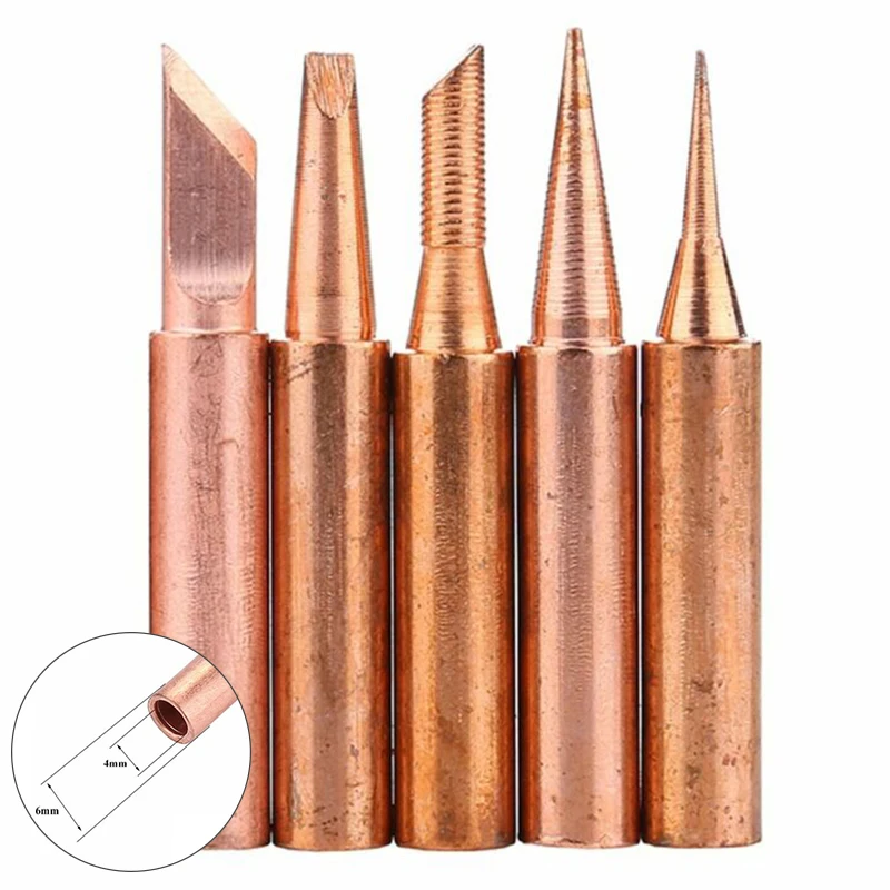 

5 Pcs/Lot Set 900M-T Copper Soldering Tip Lead-free Solder Iron Welding Tips Herramientas Ferramentas Navaja Tools