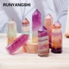 Natural Coloful Watermelon Fluorite Hexagonal Column Magic Point Crystal Tower Ornament for Home Decor Pyramid 1